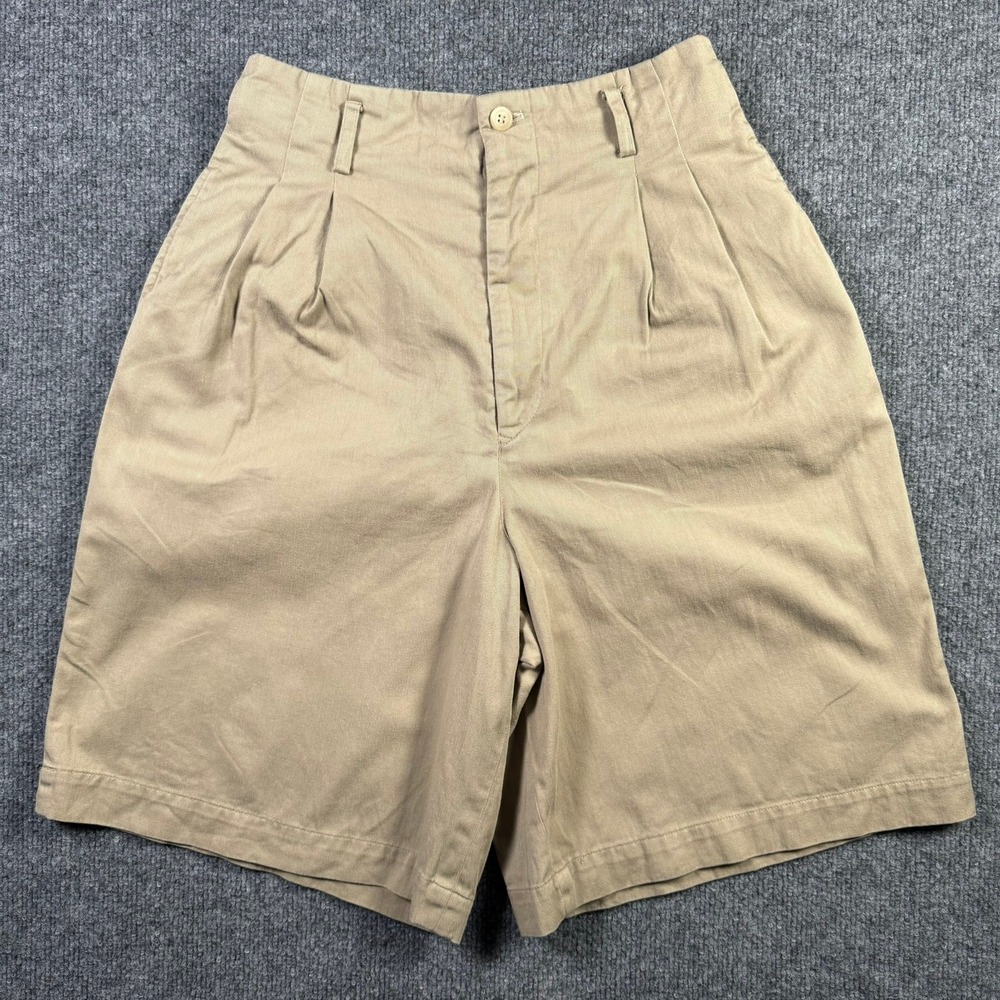 Ralph Lauren Pleated Chino Shorts Vintage W 6 Tan Khaki High Rise Made in USA